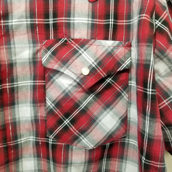 Western Vintage Ely Cattleman Pearl Snap Red Black White Shirt XL Summer Rodeo - Picture 4 of 4